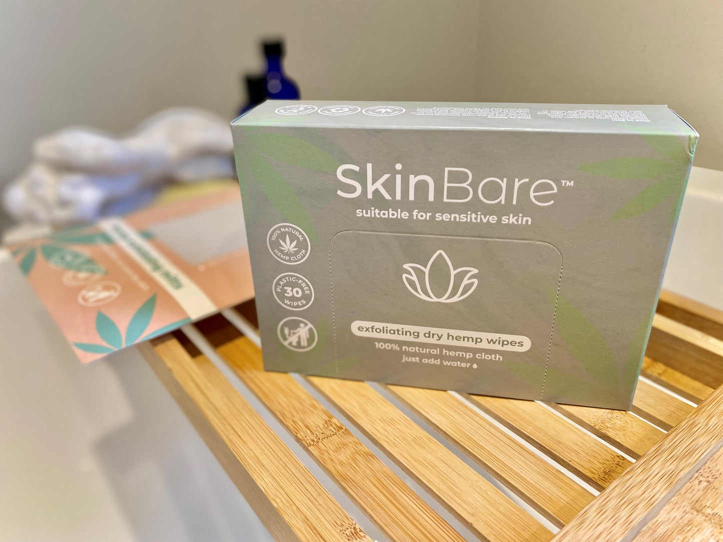 SkinBare exfoliating dry hemp wipes