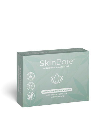 SkinBare exfoliating dry hemp wipes