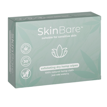 SkinBare exfoliating dry hemp wipes